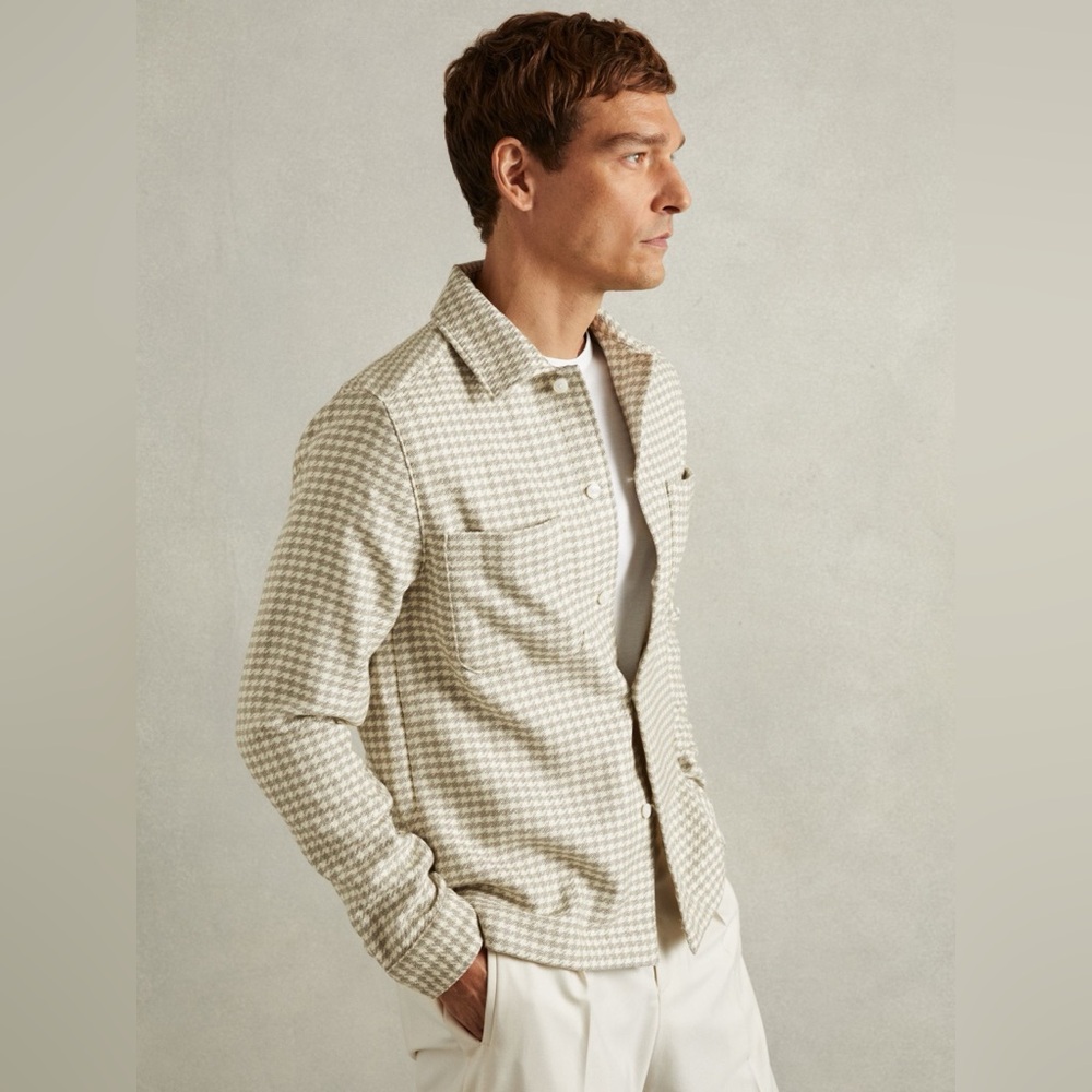 NWT REISS Naqua Dogtooth Twill Overshirt